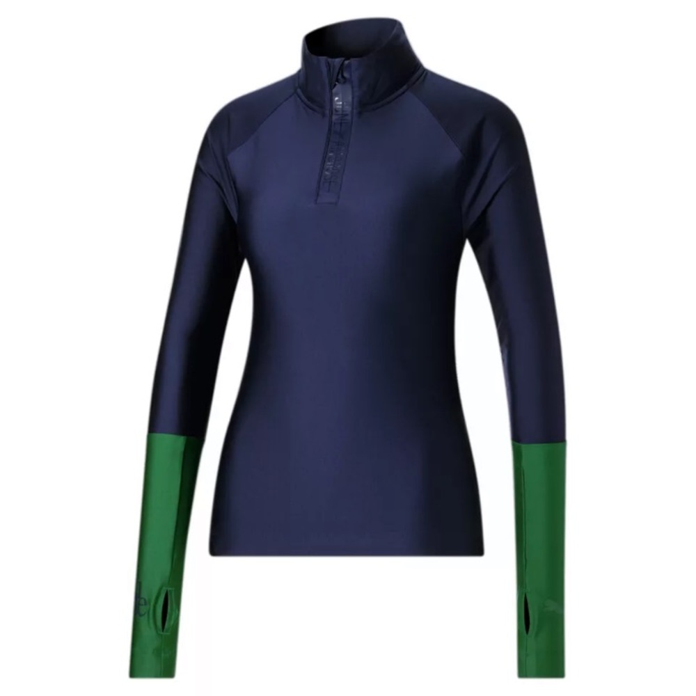 JUNE AMBROSE PUMA SHOT COLLAR QUARTER ZIP BOUE GREEN SMALL